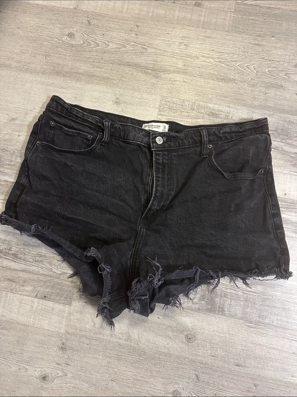 Abercrombie & Fitch Black Distressed Denim Shorts